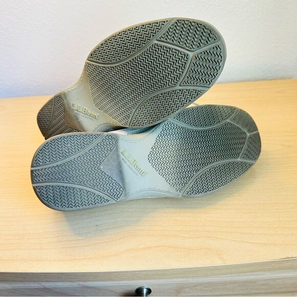 LL Bean Light Gray Leather Green Boat Shoes Women’s Size 8.5 - Picture 7 of 7